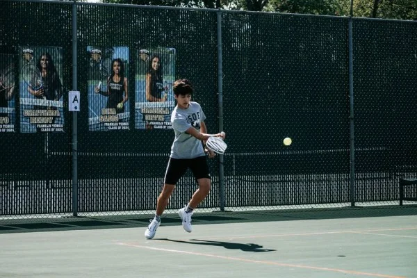 hard court tennis action